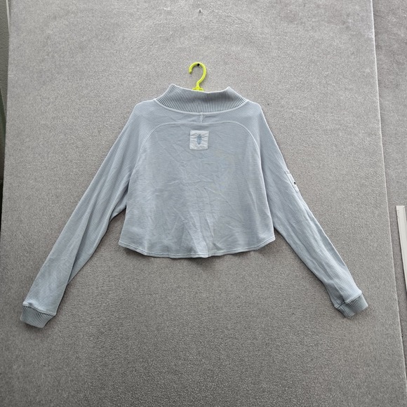 FP Movement Women Sweatshirt S/P Light Blue So Fly Henley Snap Button - Picture 10 of 10